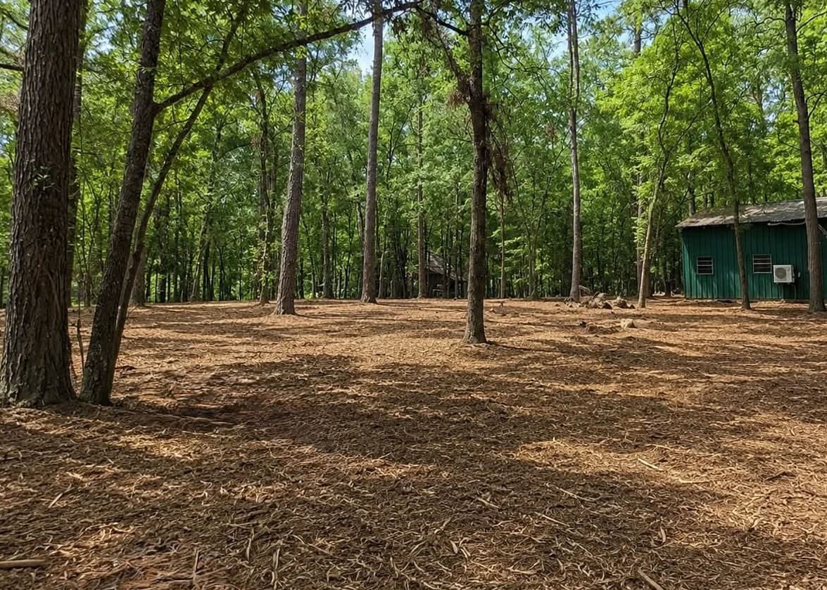 Cleared, mulched property after land clearing in Montgomery, TX (Montgomery County)